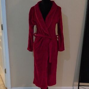 Plush Deep Red Robe with Tie Belt